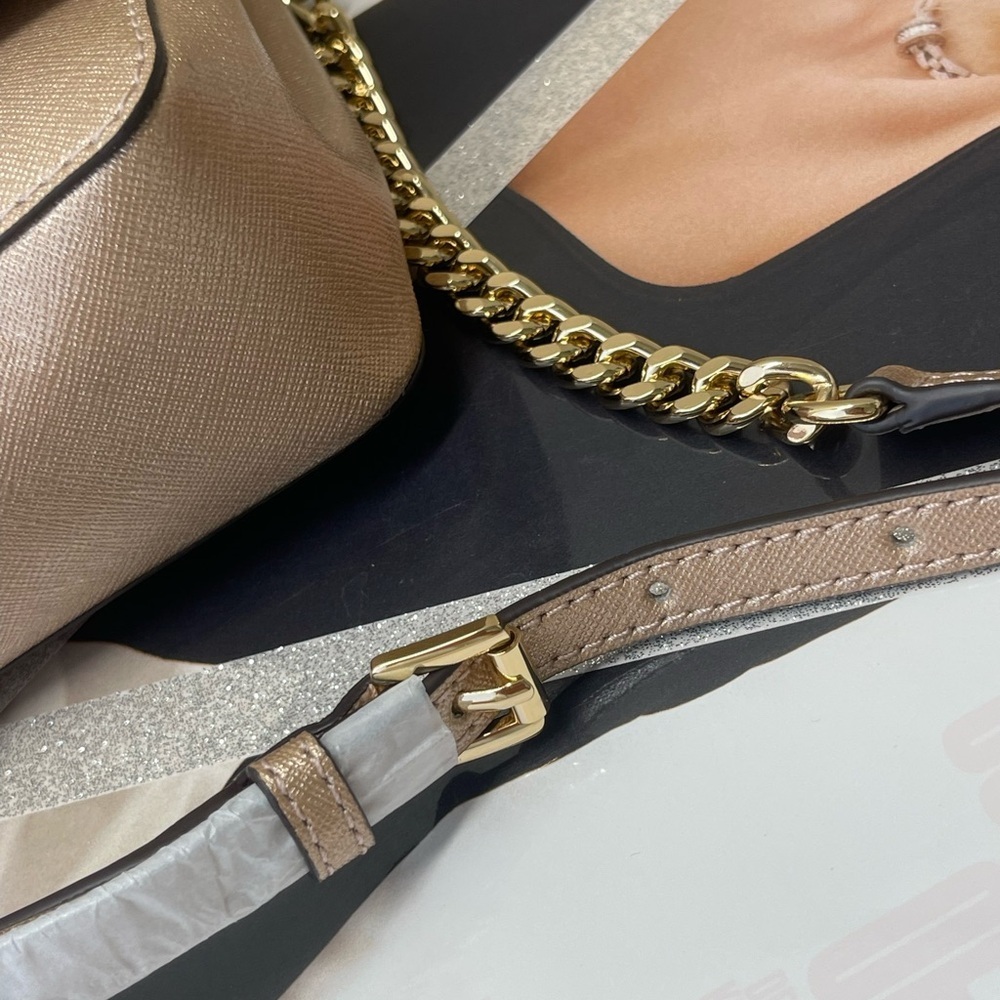 (new+tag) Michael Kors convertible leather crossbody /clutch ballet rose gold - Picture 8 of 14
